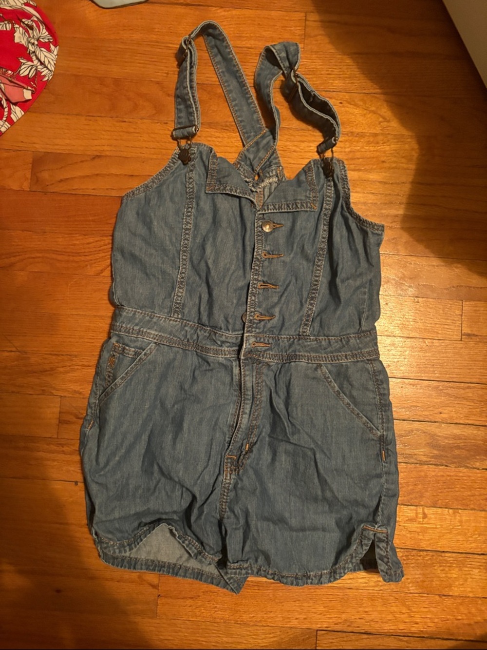 Miss Me Light Blue Denim Button Front Romper